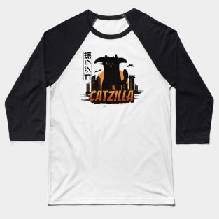 Funny Vintage Cat | Catzilla King of Monster Baseball T-Shirt